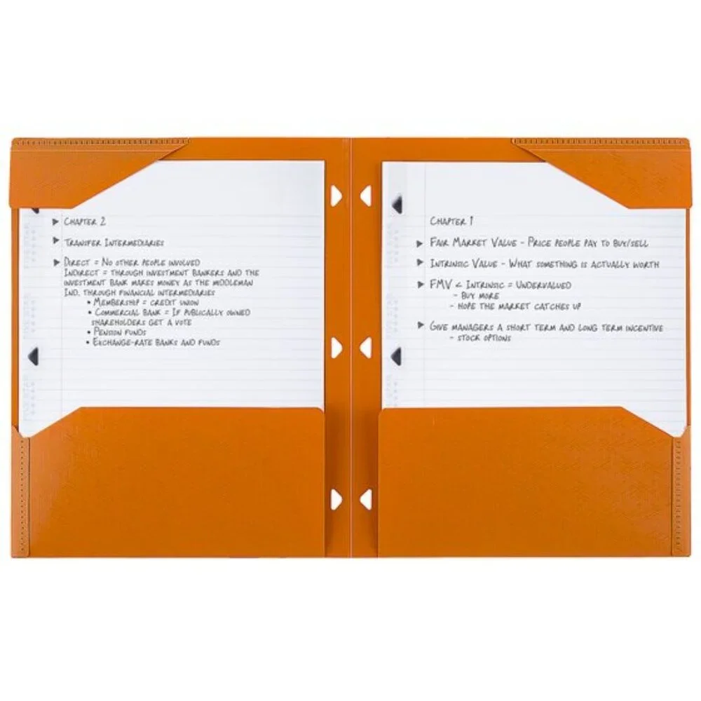 Mead Five Star Tay-Put 2-Pocket Plastic Folder Asst Colors School Office Home
